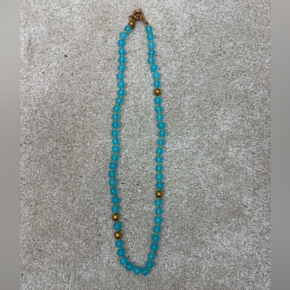 J. CREW COLLECTION | Bead glass teal blue long Necklace Jenna Lyons Era